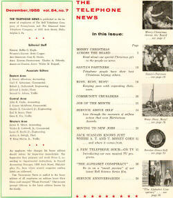 RF Cafe Cool Pic - The Telephone News, December 1958, Table of Contents