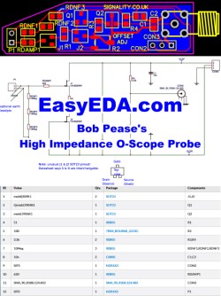 EasyEDA Bob Pease's High Impedance Active O-Scope Probe - RF Cafe