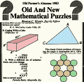 Mathematical Puzzles, 1983 Old Farmer's Almanac - RF Cafe