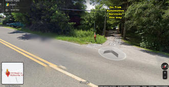 Turn-off from Peppers Ferry Road to On Trak Automotive Services - RF Cafe