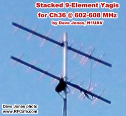 Close-up of stacked Yagi antennas - RF Cafe
