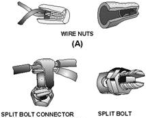 Wire nut and split bolt splices - RF Cafe