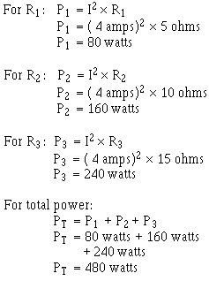 Power calculated for resistors - RF Cafe