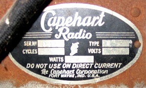 Capehart Radio Restoration, ID Plate - RF Cafe