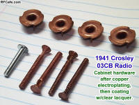 Completed copper electroplating on Crosley 03CB radio hardware - RF Cafe