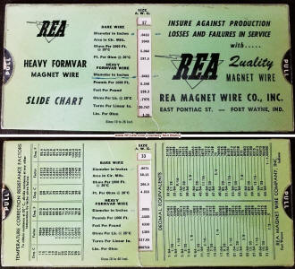 REA Magnet Wire Co. Heavy Formvar Magnet Wire Slide Chart - RF Cafe