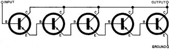 Schematic diagram of Darlington type amplifier utilizing five direct-coupled stages - RF Cafe