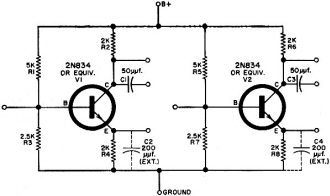 Schematic diagram of two-stage RC-coupled amplifier - RF Cafe
