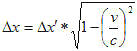 RF Cafe - Relativistic length contraction equation formula