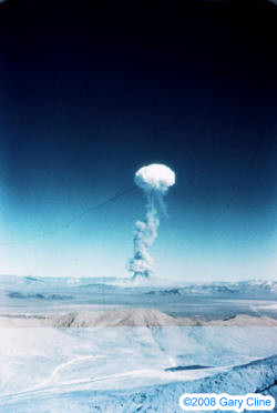 Never-before seen atom bomb test site explosion sequence photograph