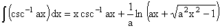 csc^-1(ax) dx Inverse Trigonometric Indefinite Integrals - RF Cafe