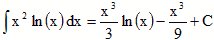 x^2 ln(x) dx Natural Logarithm Indefinite Integrals - RF Cafe