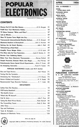 April 1956 Popular Electronics Table of Contents - RF Cafe