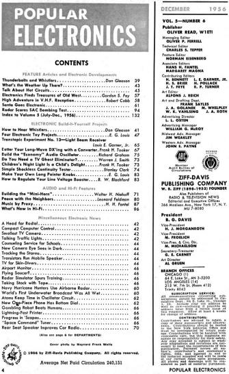 DEcember 1956 Popular Electronics Table of Contents - RF Cafe