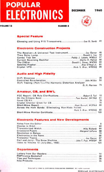 December 1960 Popular Electronics Table of Contents - RF Cafe