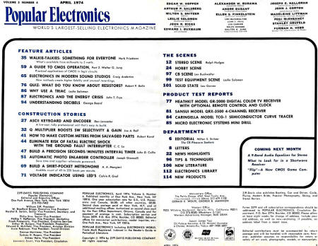 April 1974 Popular Electronics Table of Contents - RF Cafe
