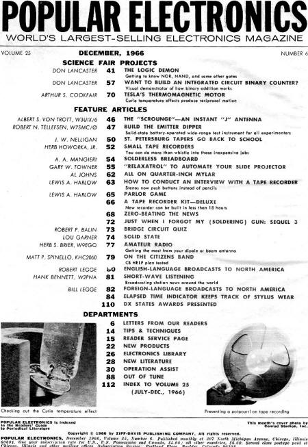 December 1966 Popular Electronics Table of Contents - RF Cafe