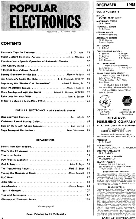 December 1955 Popular Electronics Table of Contents - RF Cafe