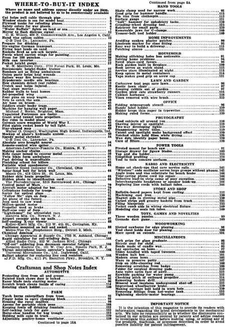 June 1944 Popular Mechanics Table of Contents (p2 & 3) - RF Cafe