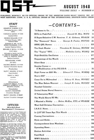 August 1948 2015 QST Table of Contents - RF Cafe