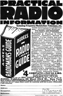 Audel's Radioman's Guide Ad, September 1942, Radio Craft - RF Cafe