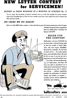 New Letter Contest for Servicemen, August 1944, Radio Craft - RF Cafe