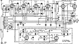 Circuit diagram illustrating arrangement of a radio receiving set - RF Cafe