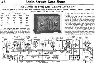 Fada Model 155 5-Tube Super Fadalette A.C.-D.C. Set Radio Service Data Sheet, September 1935 Radio-Craft - RF Cafe