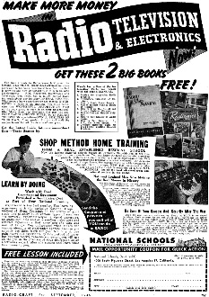 National Schools Radio Television & Electronics Training Ad, September 1945, Radio Craft - RF Cafe