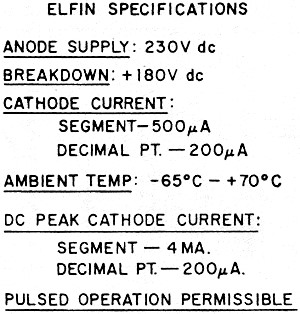 Table I - Elfin Specifications - RF Cafe