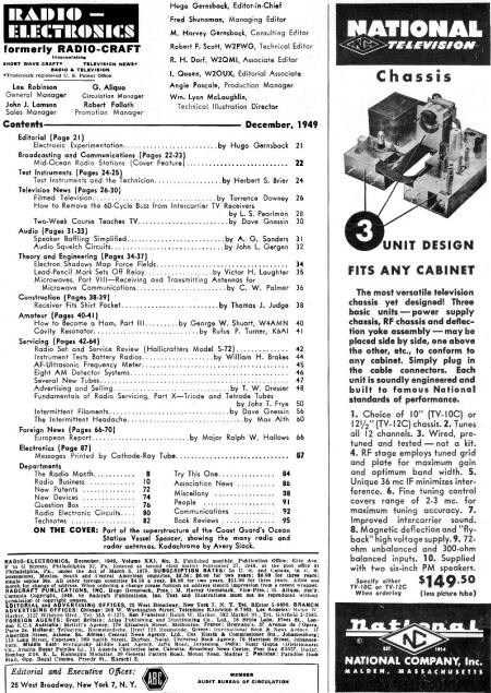 December 1949  Radio-Electronics Table of Contents - RF Cafe
