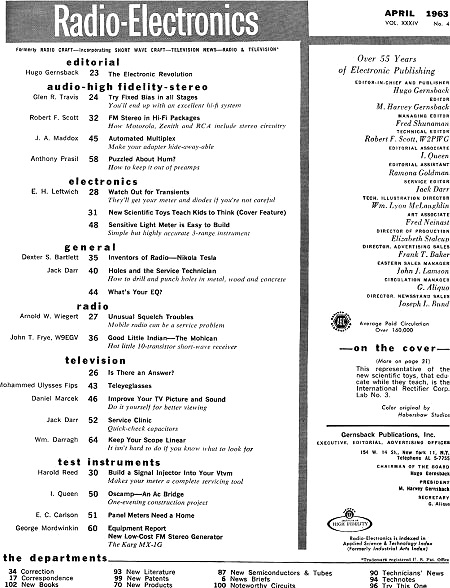 April 1963 Radio-Electronics Table of Contents - RF Cafe