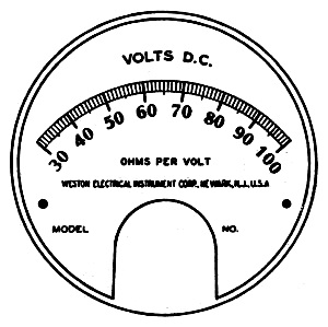 DC volt meter movement face (30-100 V) - RF Cafe