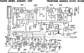 Truetone Models D1747, D1748 Schematic, August 1947 Radio News - RF Cafe