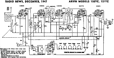Arvin Models 150TC, 151TC Schematic - RF Cafe
