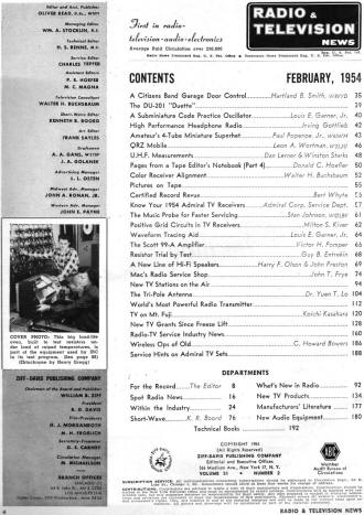 February 1954 Radio & Television News Table of Contents - RF Cafe
