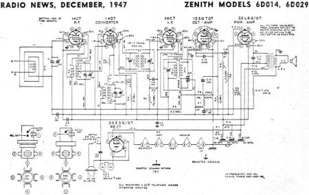Zenith Models 6D014, 6D029 Schematic - RF Cafe