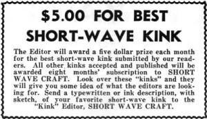 $5.00 For Best Short Wave Kink, October 1935 Short Wave Craft - RF Cafe - RF Cafe