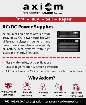 Axiom Test Equipment AC/DC Power Supplies (buy, rent, lease) - RF Cafe